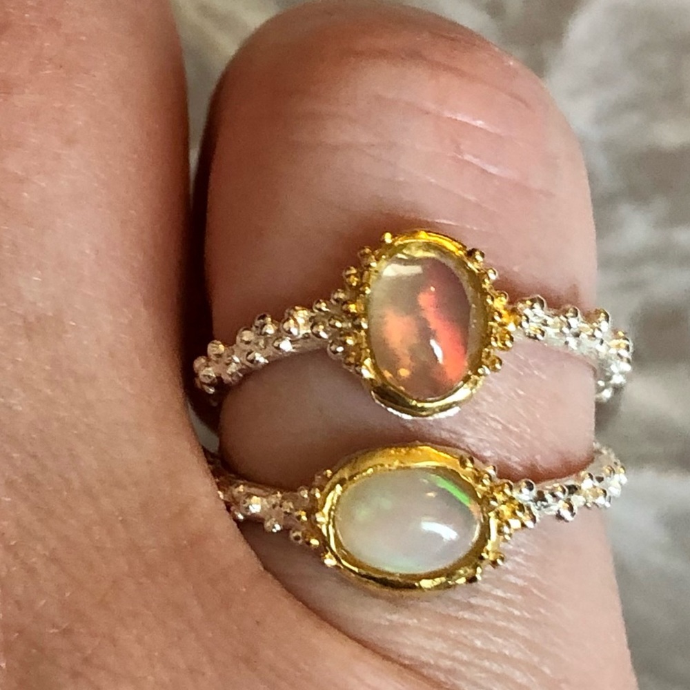 Sterling silver and genuine opal ring size 8